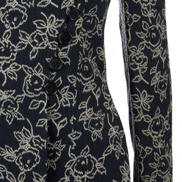 Pre Owned Giorgio Armani Floral Black Long Jacket M