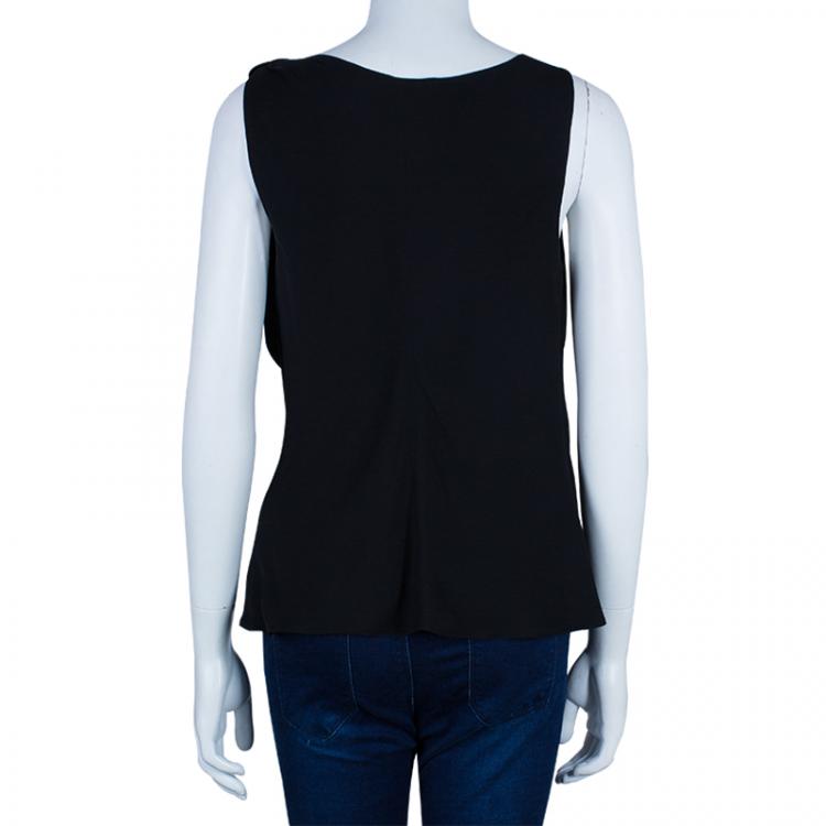 Pre Owned Giorgio Armani Black Sleeveless Knot Detail Top M