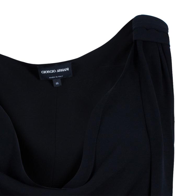 Pre Owned Giorgio Armani Black Sleeveless Knot Detail Top M