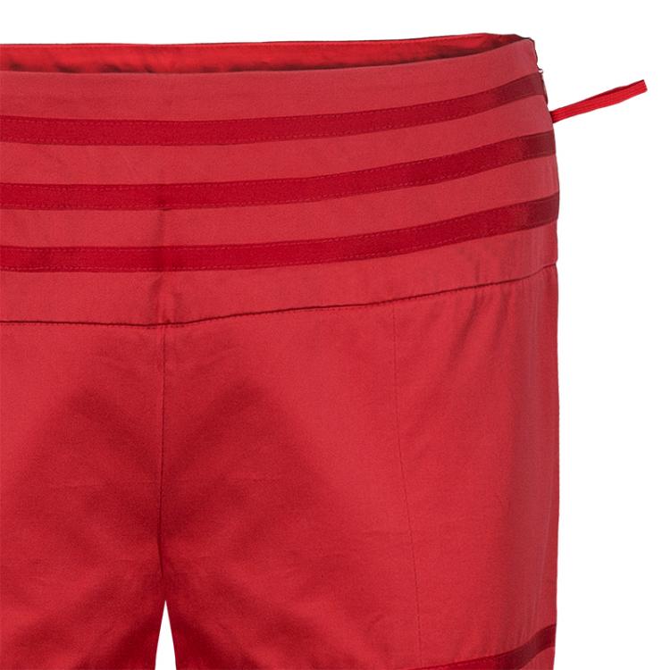 Pre Owned Giorgio Armani Red Piping Wide Leg Pants S