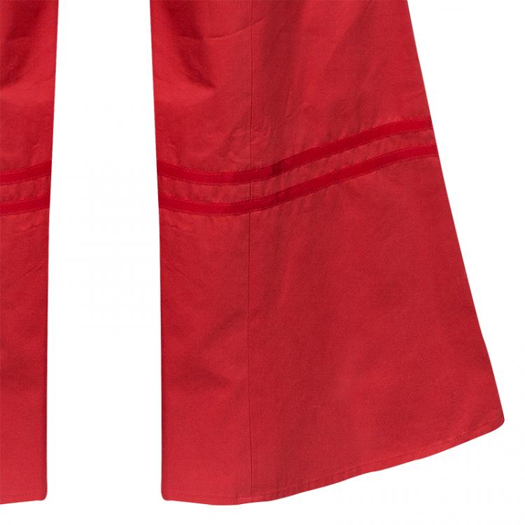 Pre Owned Giorgio Armani Red Piping Wide Leg Pants S