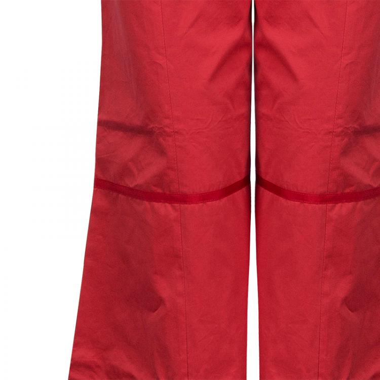 Pre Owned Giorgio Armani Red Piping Wide Leg Pants S