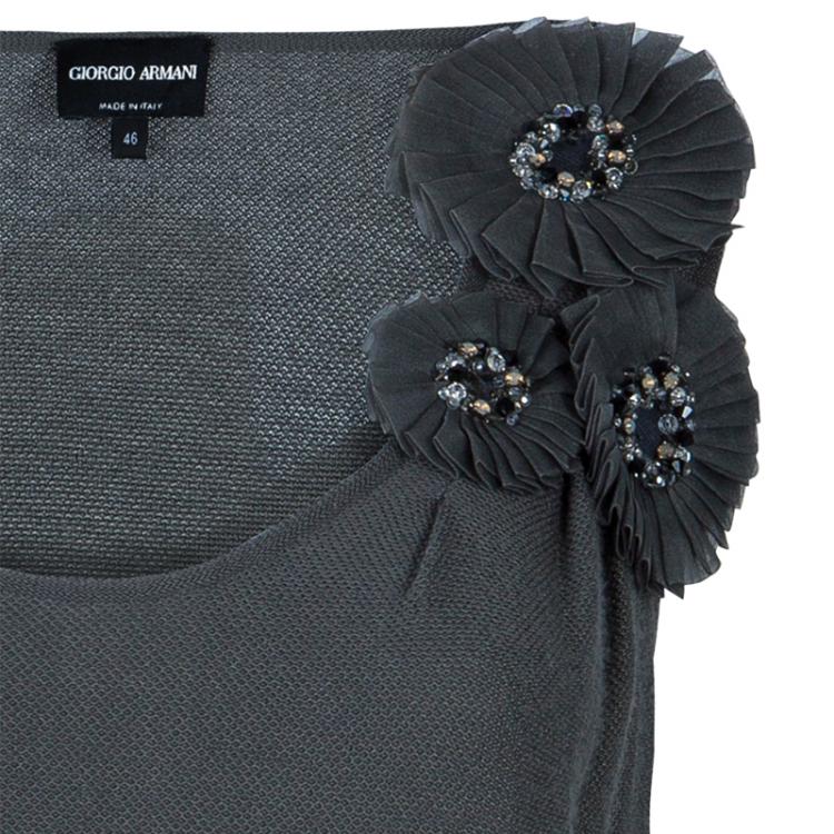 Pre Owned Giorgio Armani Grey Cashmere Sleeveless Top L