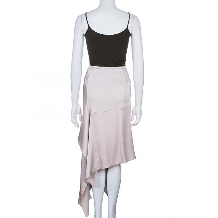 Pre Owned Giorgio Armani Ivory Silk Bias Cut Skirt L