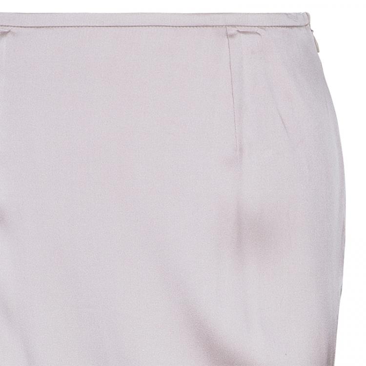 Pre Owned Giorgio Armani Ivory Silk Bias Cut Skirt L