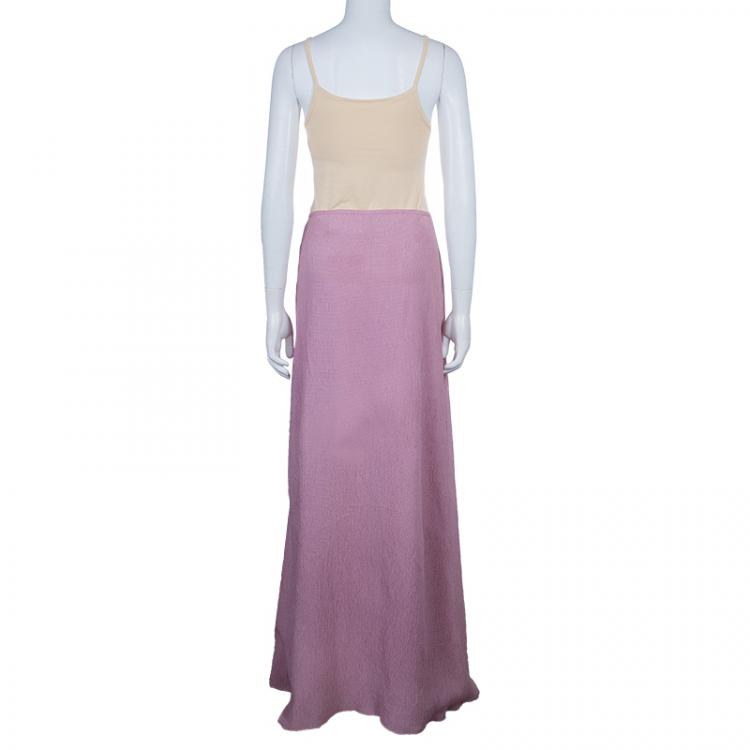 Pre Owned Giorgio Armani Lavender Crepe Maxi Skirt L