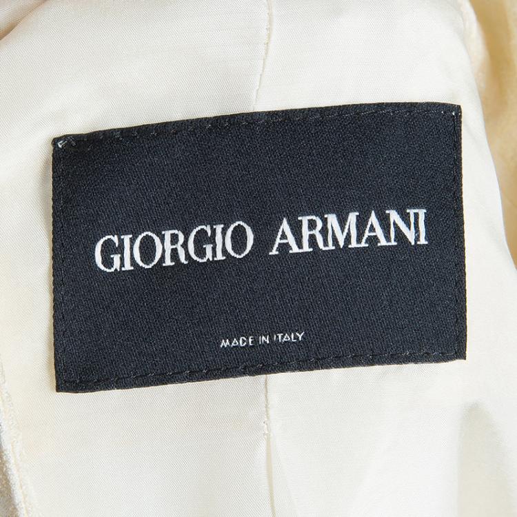 Pre Owned Giorgio Armani Cream Textured and Python Jacket L