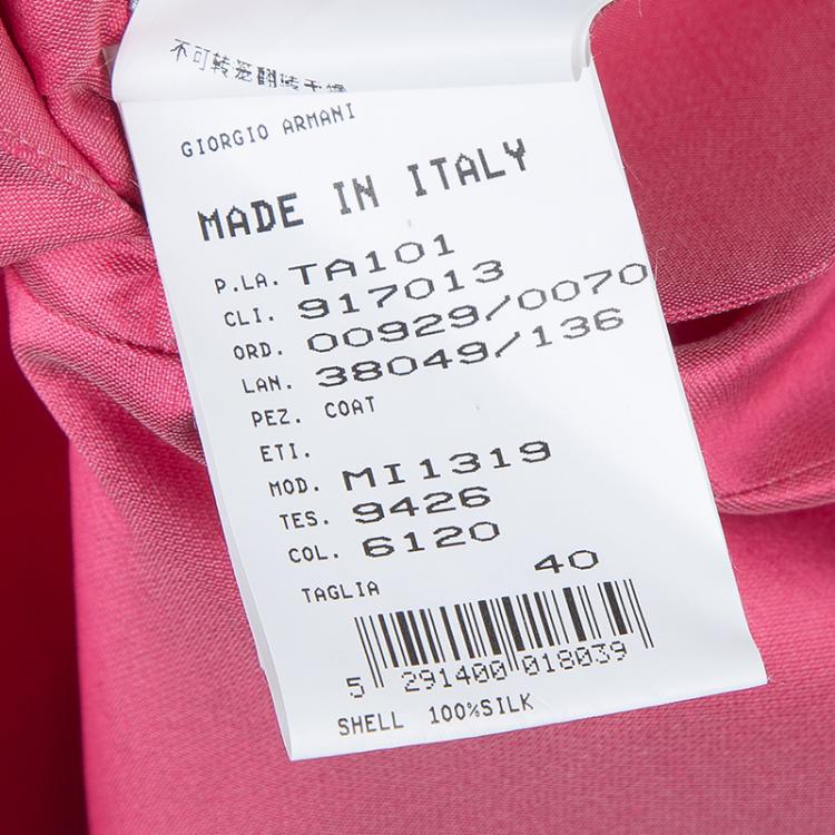 Pre Owned Giorgio Armani Pink Belted Silk Coat S