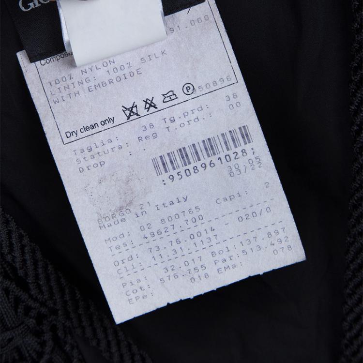 Pre Owned Giorgio Armani Black Knotted Yarn Surface Detail Zip Front Jacket S