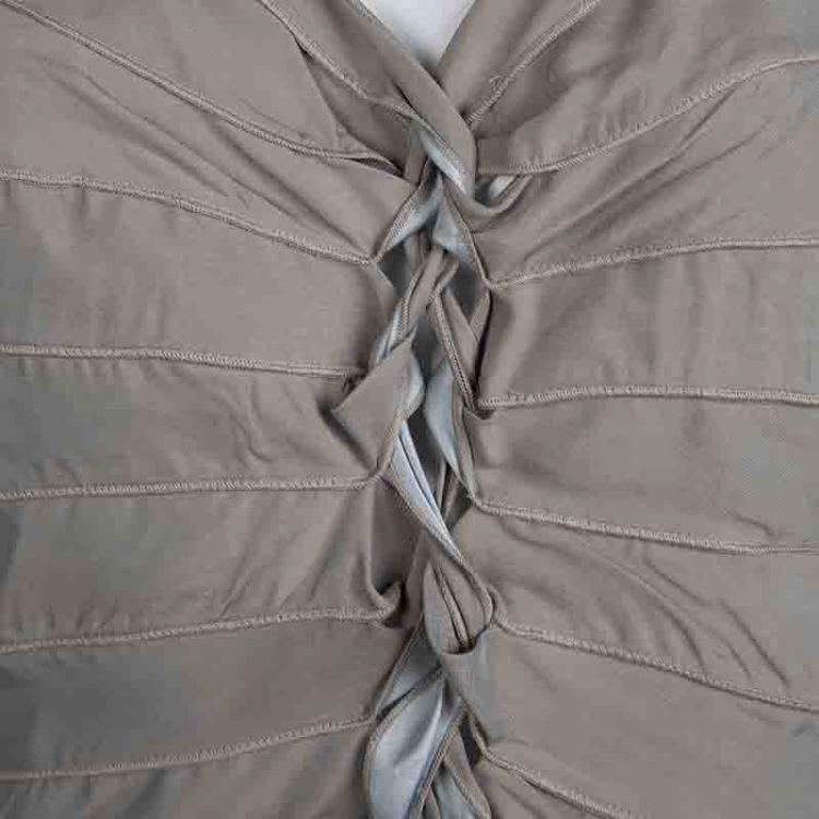 Pre Owned Giorgio Armani Beige Silk Sleeveless Tie Up Top  S
