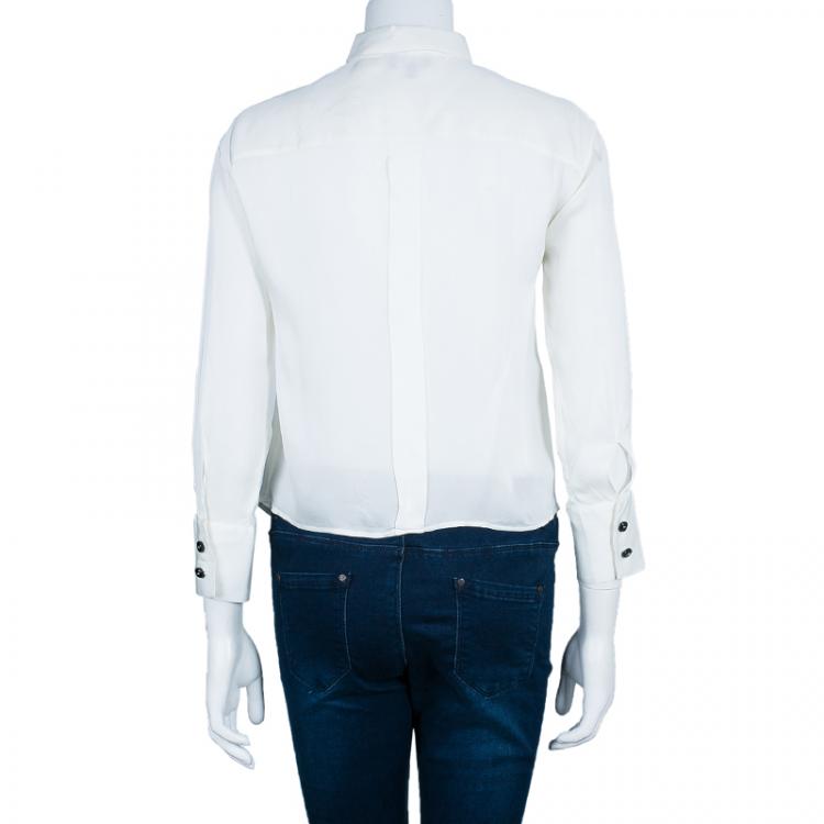 Pre Owned Giorgio Armani White Silk Shirt M