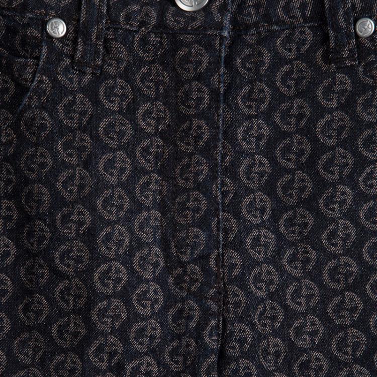Pre Owned Giorgio Armani Black Wide Legged Textured  Jeans S 