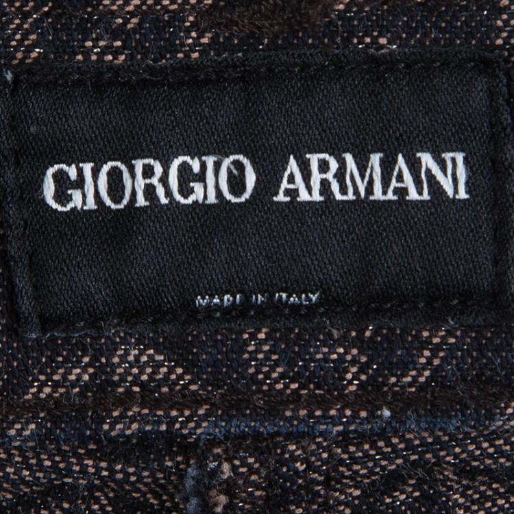 Pre Owned Giorgio Armani Black Wide Legged Textured  Jeans S 