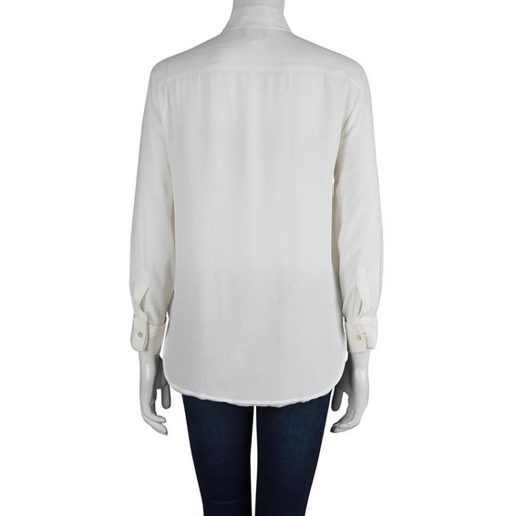 Pre Owned Giorgio Armani Off White Button Down Long Sleeve Shirt M