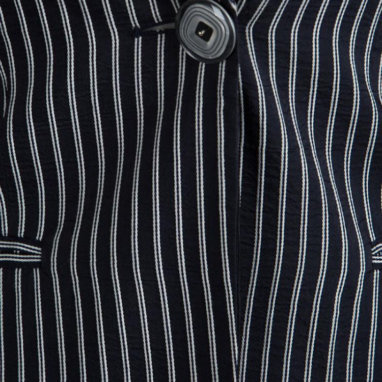 Pre Owned Giorgio Armani Navy Blue Cotton Striped Blazer S