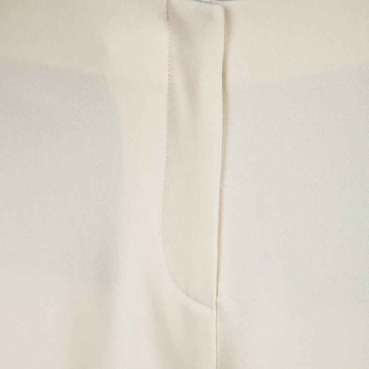 Pre Owned Giorgio Armani Cream Wool High Waist Trousers L