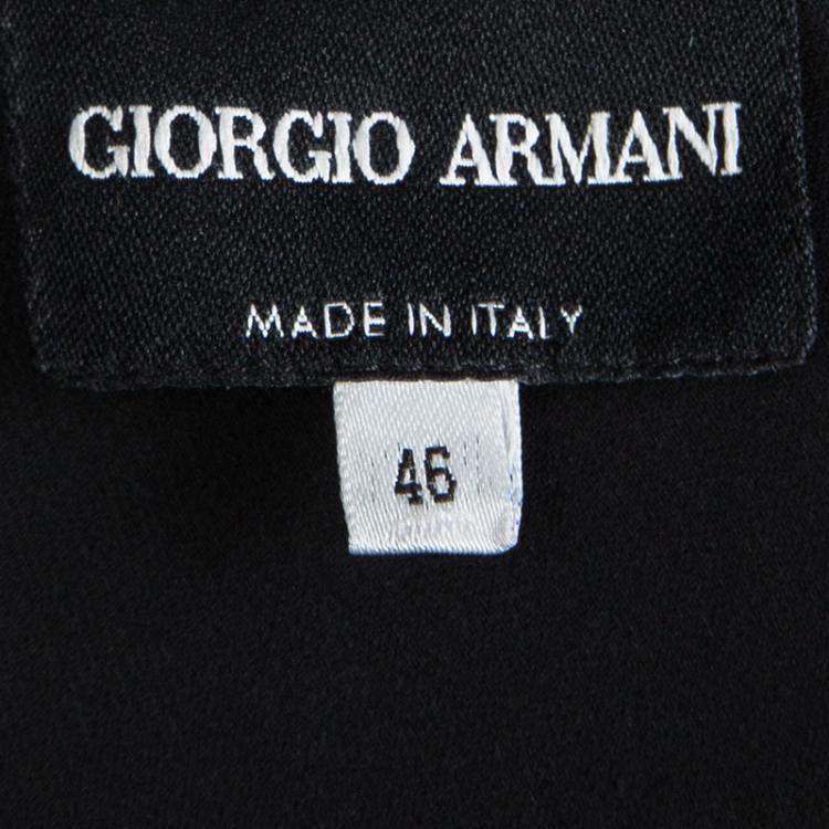 Pre Owned Giorgio Armani Black Silk Short Sleeve V -Neck Top L