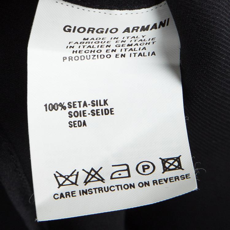 Pre Owned Giorgio Armani Black Silk Short Sleeve V -Neck Top L