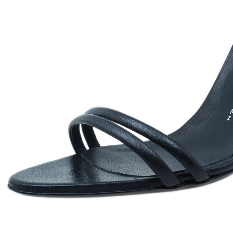 Pre Owned Giuseppe Zanotti Black Leather Ankle Strap Sandals Size 41