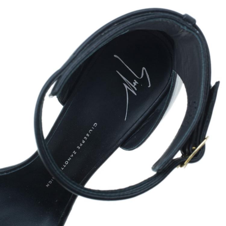 Pre Owned Giuseppe Zanotti Black Leather Ankle Strap Sandals Size 41