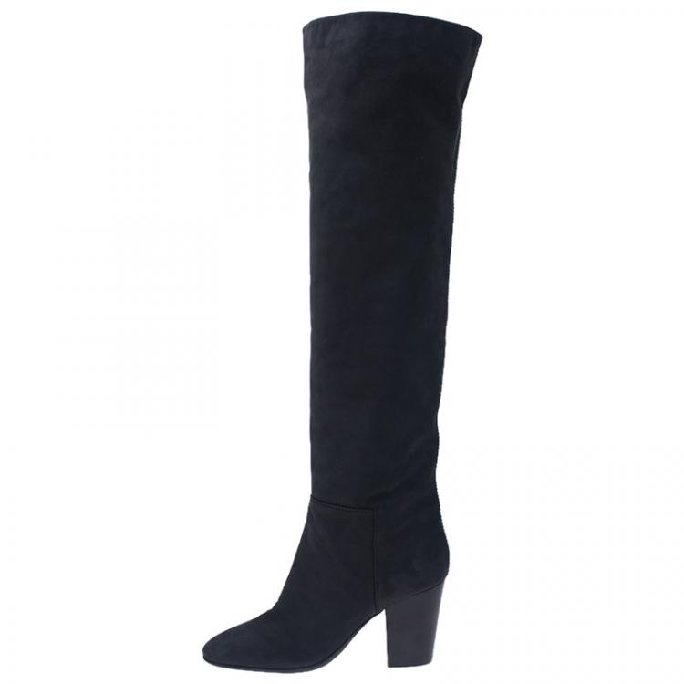 Pre Owned Giuseppe Zanotti Black Leather Tall Boots Size 40