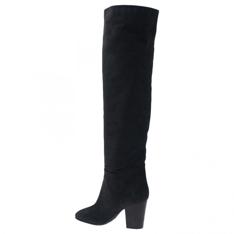 Pre Owned Giuseppe Zanotti Black Leather Tall Boots Size 40