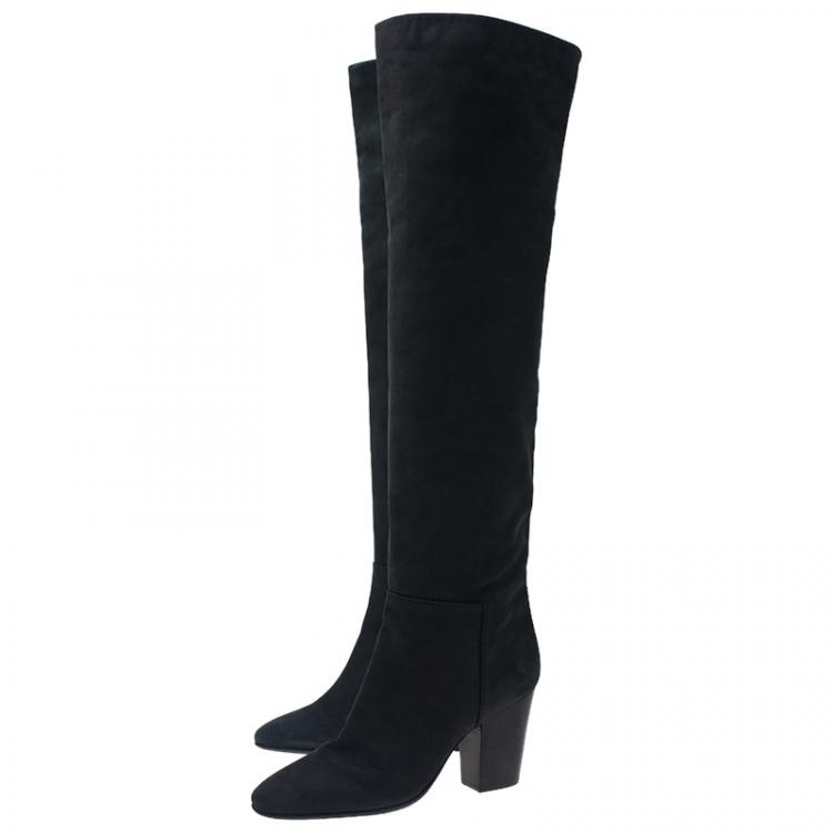 Pre Owned Giuseppe Zanotti Black Leather Tall Boots Size 40
