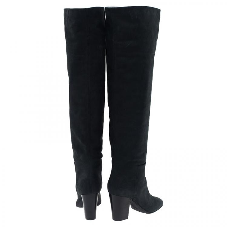 Pre Owned Giuseppe Zanotti Black Leather Tall Boots Size 40