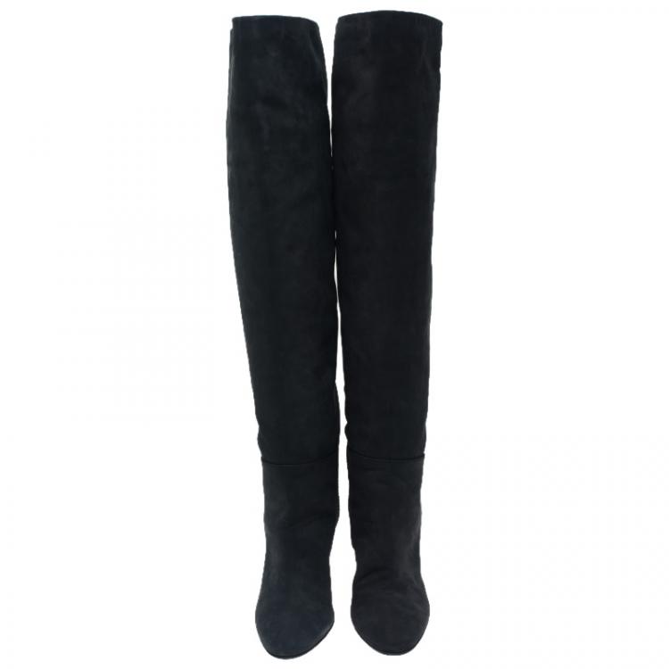Pre Owned Giuseppe Zanotti Black Leather Tall Boots Size 40