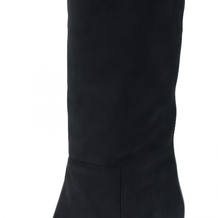 Pre Owned Giuseppe Zanotti Black Leather Tall Boots Size 40