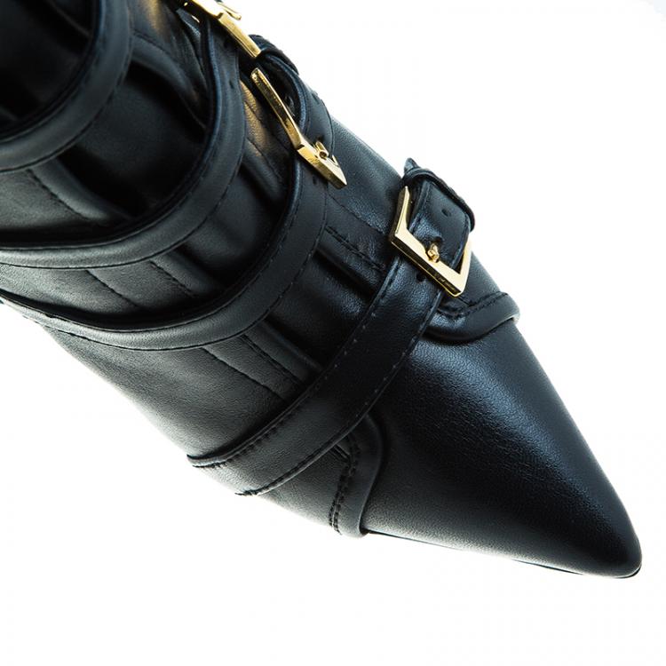 Pre Owned Giuseppe Zanotti Black Leather Yvette Fringe Studded Leather Ankle Boots Size 40