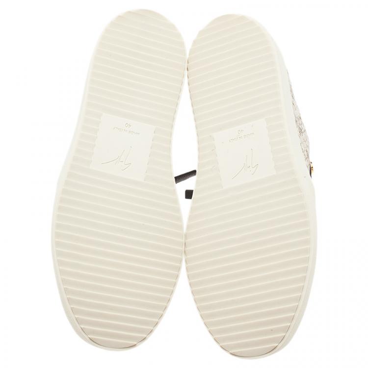 Pre Owned Giuseppe Zanotti Python Embossed Devon Slip On Sneakers Size 40