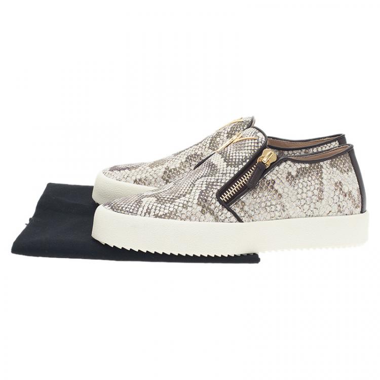 Pre Owned Giuseppe Zanotti Python Embossed Devon Slip On Sneakers Size 40