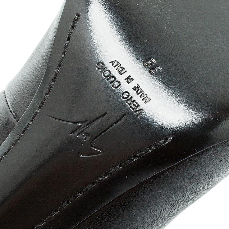 Pre Owned Giuseppe Zanotti Black Leather Buckle Detail Pointed Pumps Size 38