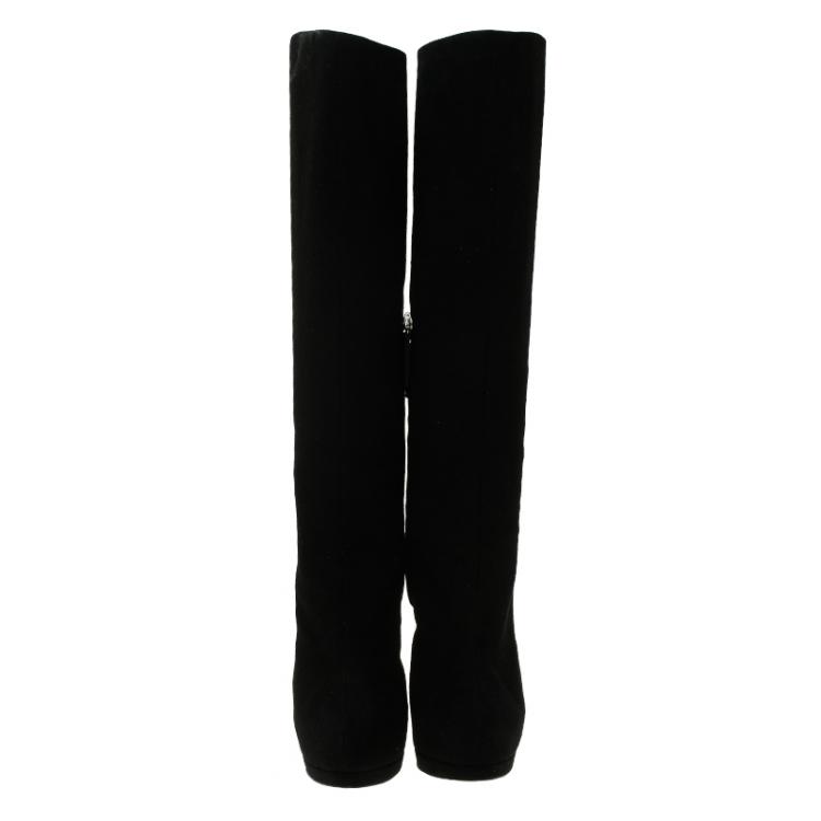 مملوكة مسبقًا Giuseppe Zanotti Black Suede Platform Knee Boots Size 38