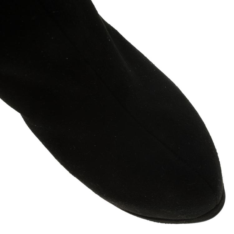 مملوكة مسبقًا Giuseppe Zanotti Black Suede Platform Knee Boots Size 38