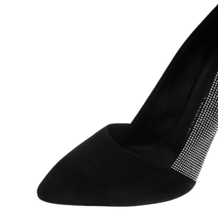 Pre Owned Giuseppe Zanotti Black Studded Suede Pointed Pumps Size 41