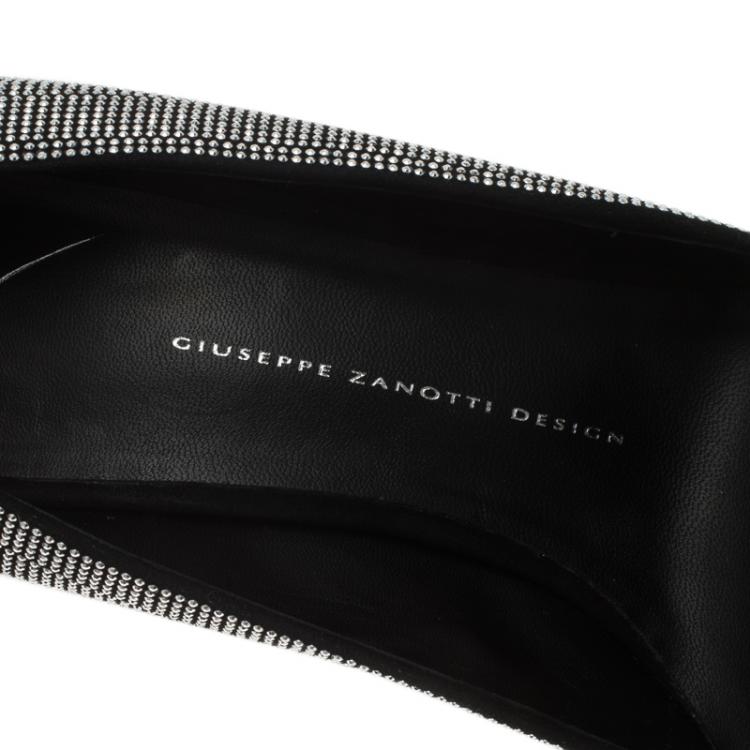 Pre Owned Giuseppe Zanotti Black Studded Suede Pointed Pumps Size 41