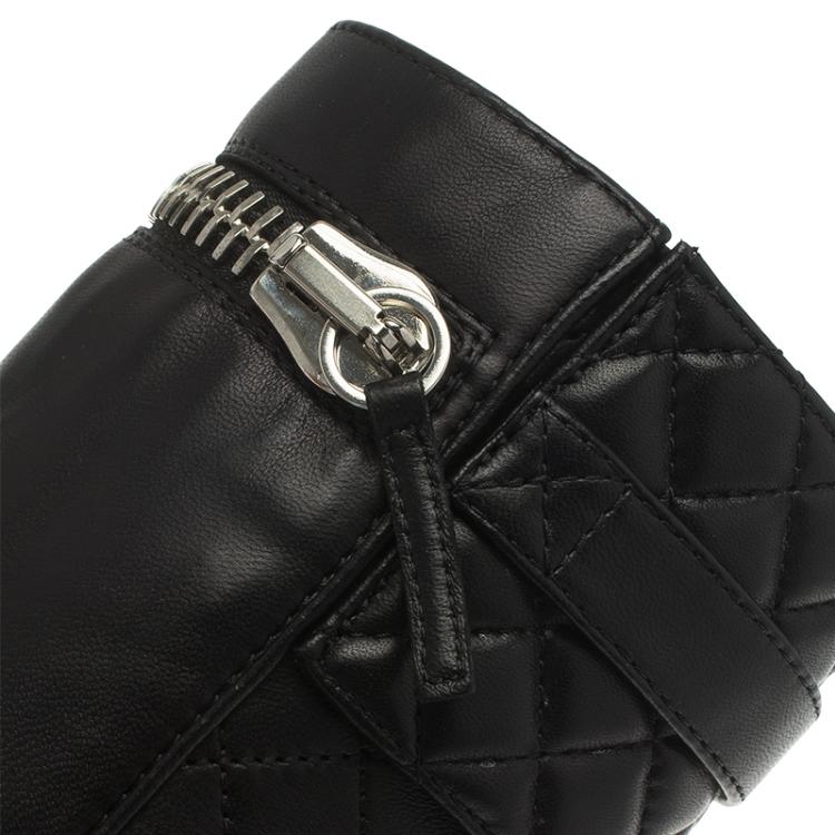 Pre Owned Giuseppe Zanotti Black Quilted Leather Olinda Zipper Detail Ankle Boots Size 37.5