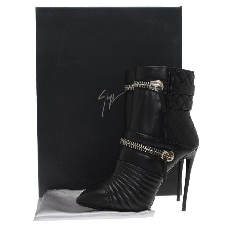 strap detail quilted leather ankle boots