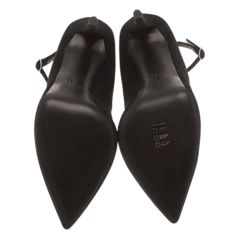 Pre Owned Giuseppe Zanotti Black Suede Ankle Strap Platform Pumps Size 40