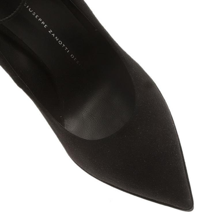 Pre Owned Giuseppe Zanotti Black Suede Ankle Strap Platform Pumps Size 40