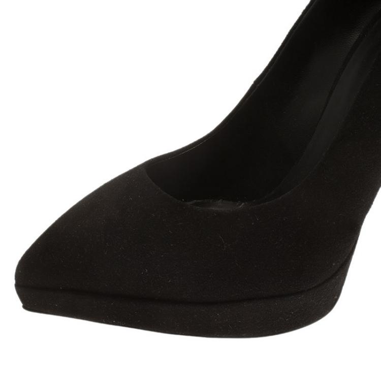 Pre Owned Giuseppe Zanotti Black Suede Ankle Strap Platform Pumps Size 40