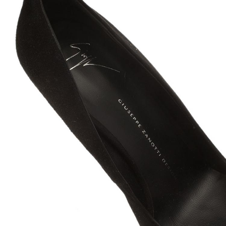 Pre Owned Giuseppe Zanotti Black Suede Ankle Strap Platform Pumps Size 40
