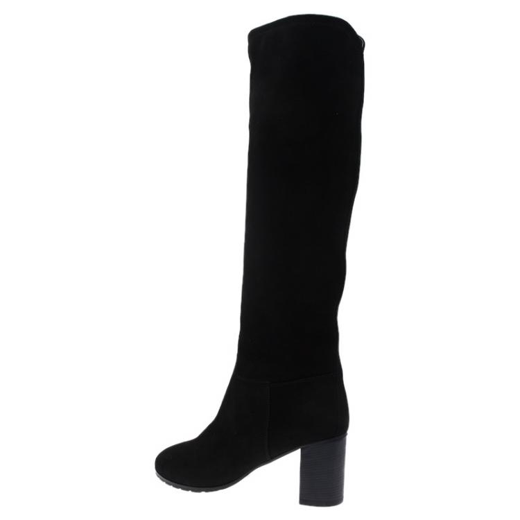 مملوكة مسبقًا Giuseppe Zanotti Black Suede Block Heel Knee Boots Size 41