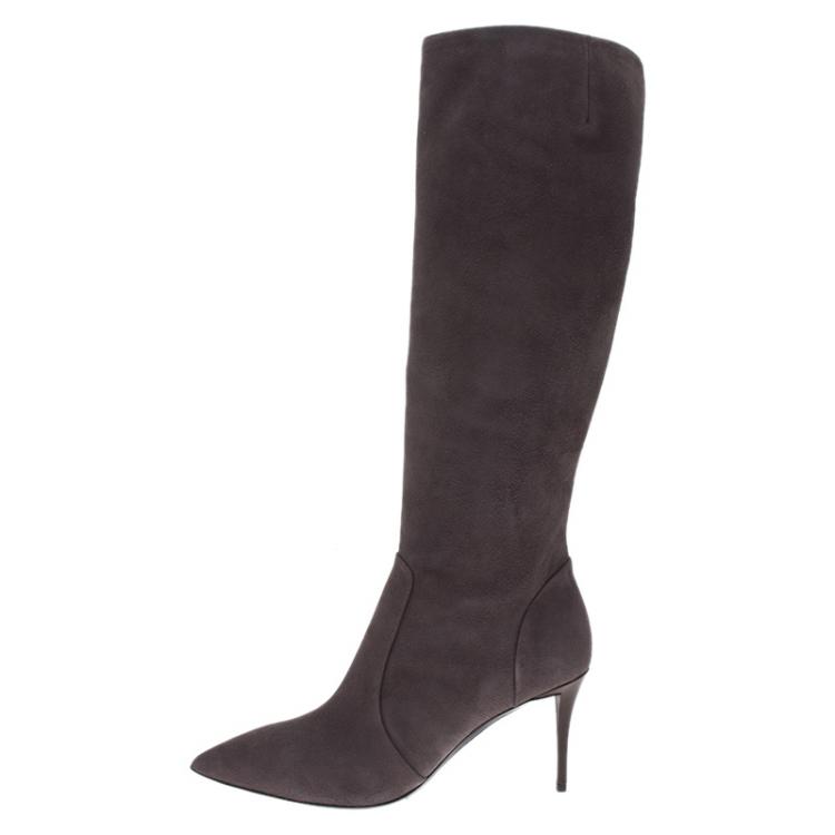مملوكة مسبقًا Giuseppe Zanotti Grey Suede Knee Boots Size 37.5