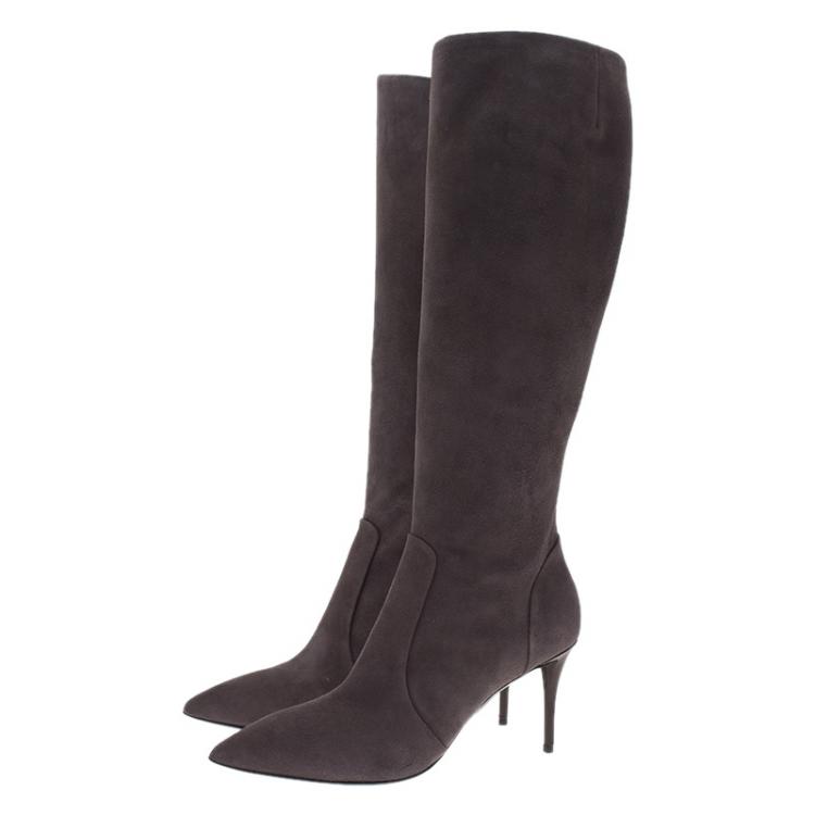 مملوكة مسبقًا Giuseppe Zanotti Grey Suede Knee Boots Size 37.5