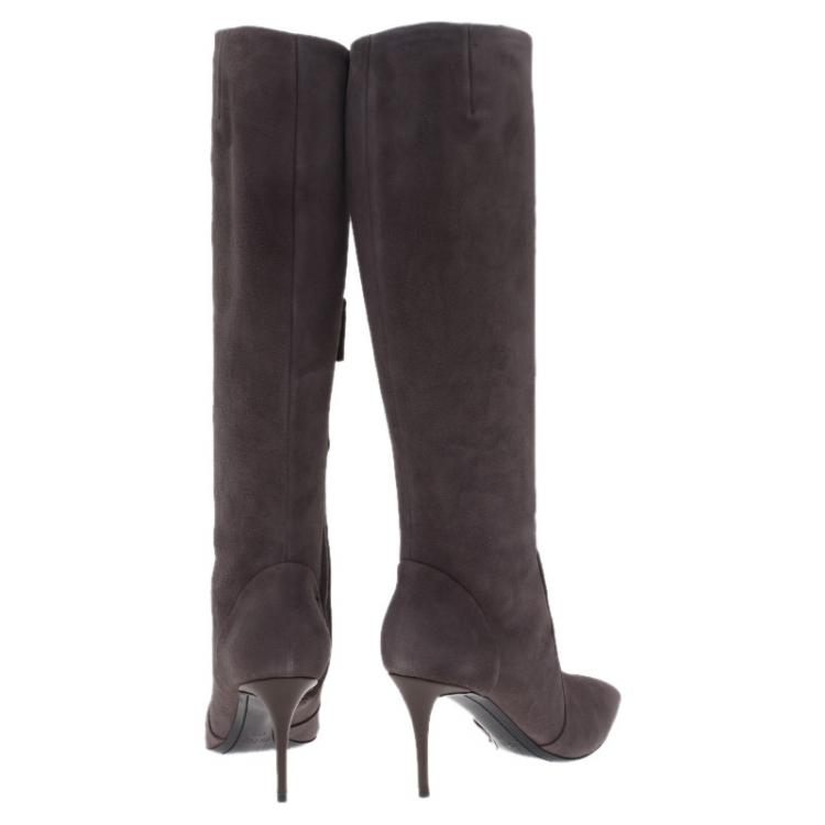 مملوكة مسبقًا Giuseppe Zanotti Grey Suede Knee Boots Size 37.5