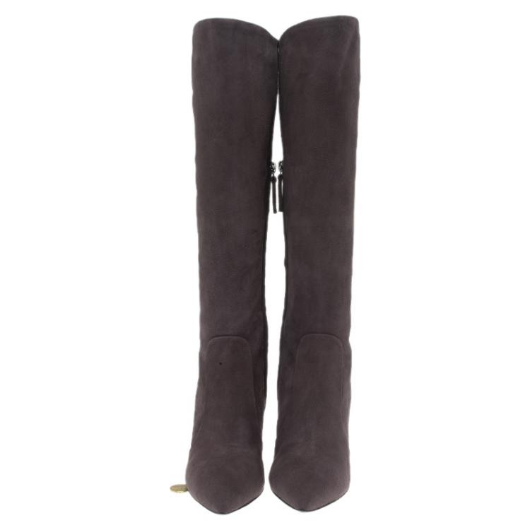 مملوكة مسبقًا Giuseppe Zanotti Grey Suede Knee Boots Size 37.5