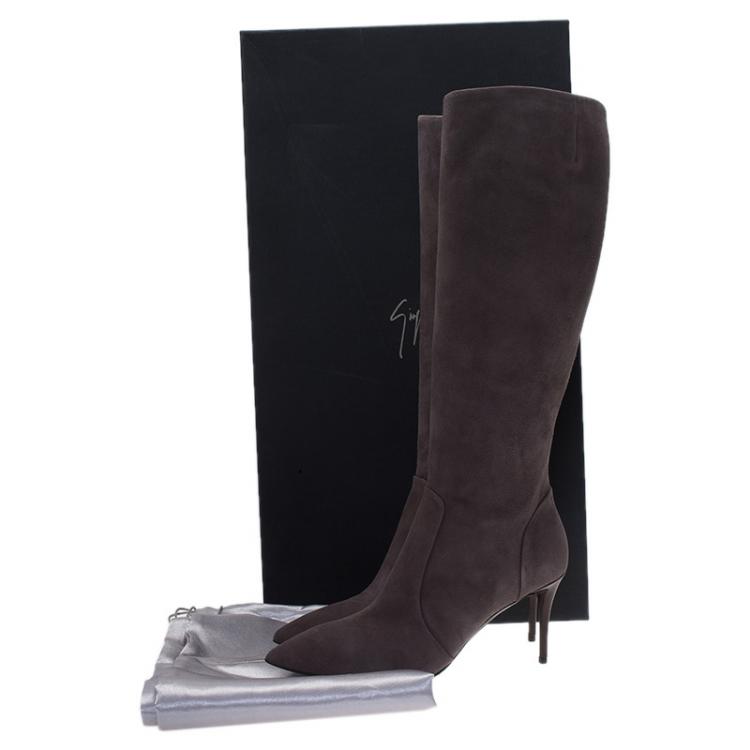 مملوكة مسبقًا Giuseppe Zanotti Grey Suede Knee Boots Size 37.5